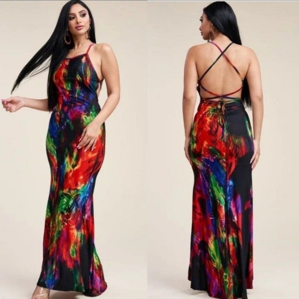 New Color Pop Maxi Dress - Picture 1 of 1